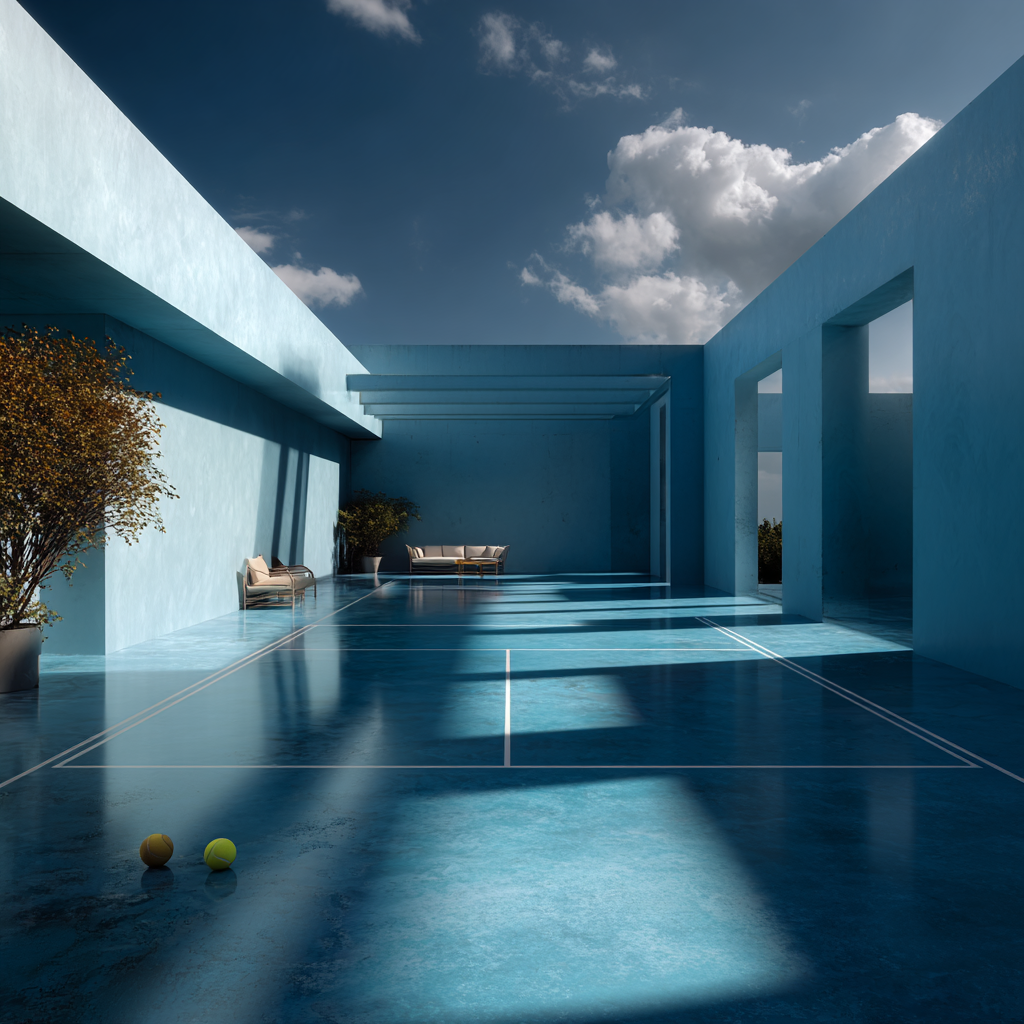 Midjourney — minimal blue court aesthetic