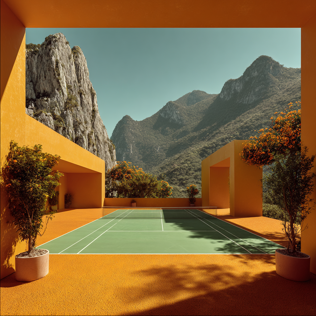 AI render — orange mountain court