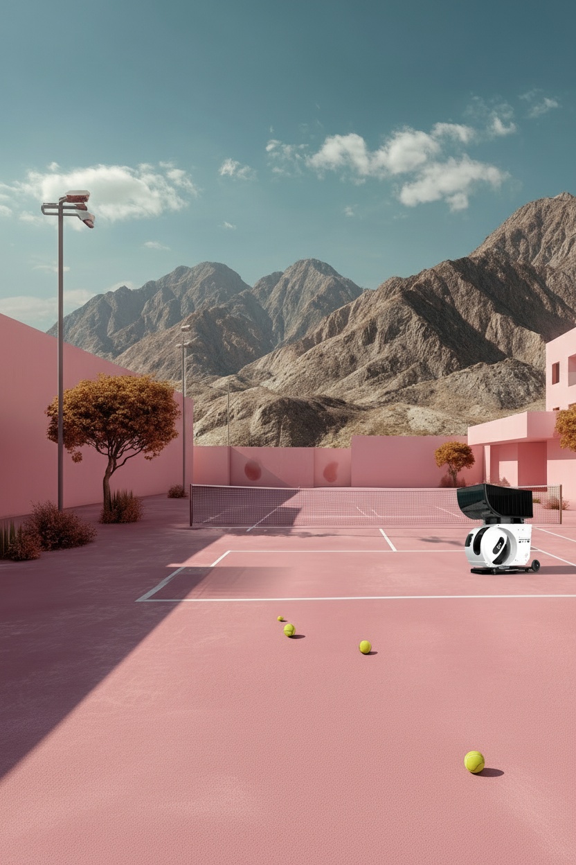 Pongbot AI render — pink court