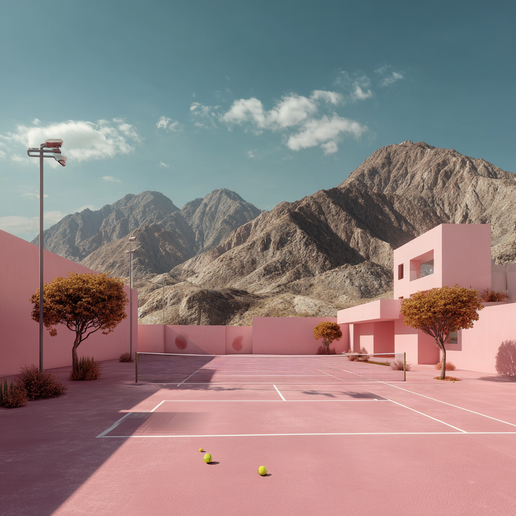 AI render — pink mountain court