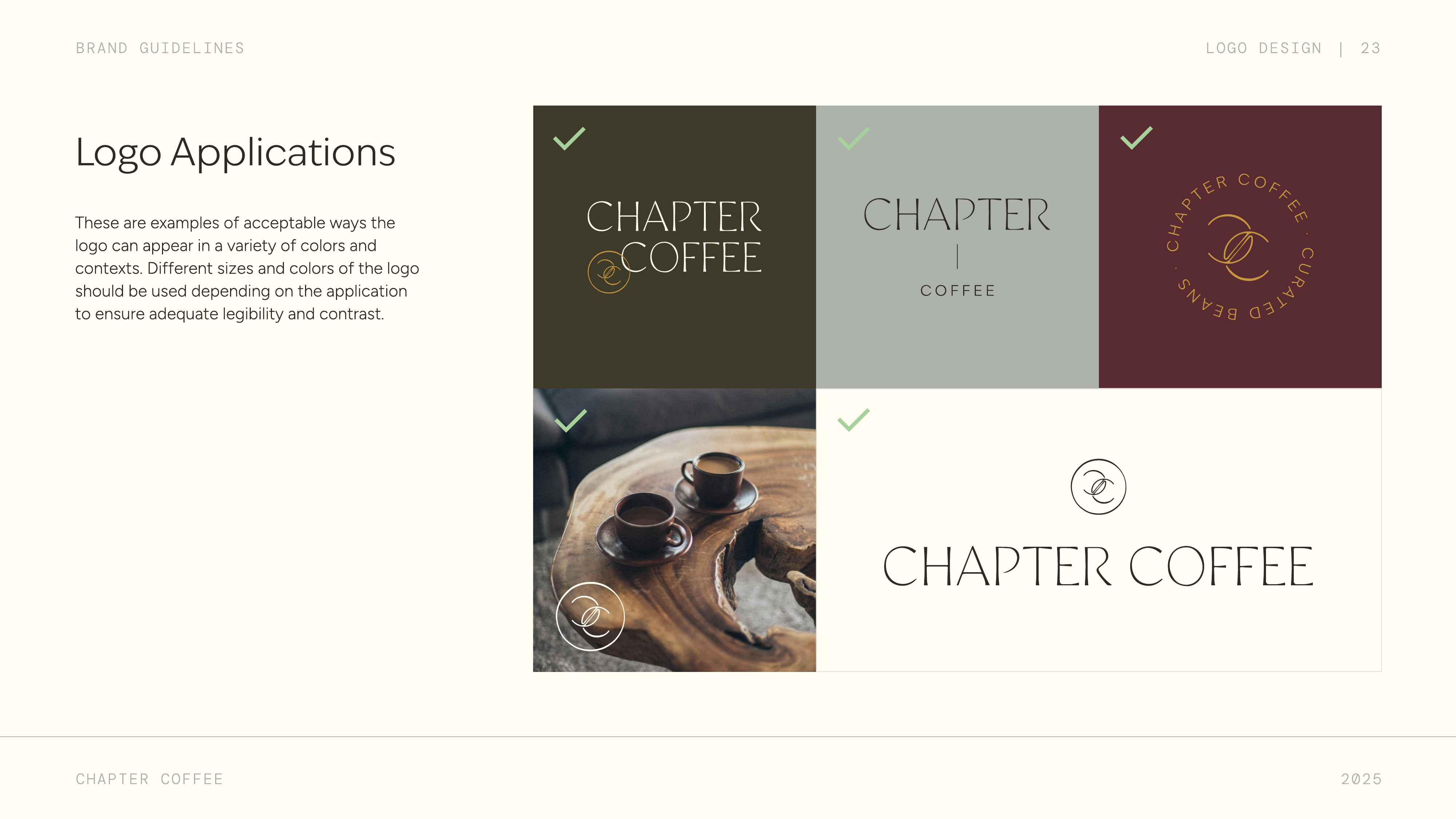 Chapter Coffee logo applications on various backgrounds